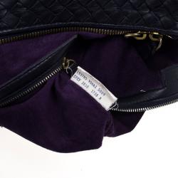 Pre Owned Bottega Veneta Navy Intrecciato Convertible Tote