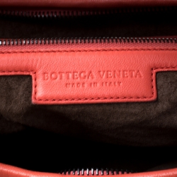 Pre Owned Bottega Veneta Coral Orange Intrecciato Leather Large Veneta Hobo