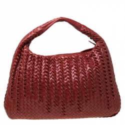 Pre Owned Bottega Veneta Marron Pleated Leather Large Veneta Hobo