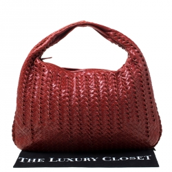 Pre Owned Bottega Veneta Marron Pleated Leather Large Veneta Hobo