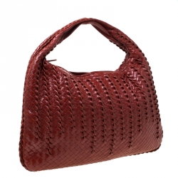 Pre Owned Bottega Veneta Marron Pleated Leather Large Veneta Hobo