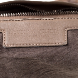 Pre Owned Bottega Veneta Brown Tiger Stripe Intrecciato Leather and Snakeskin Trim Medium Veneta Hobo