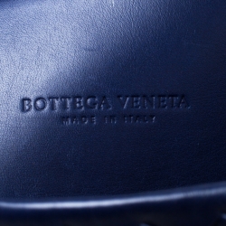 Pre Owned Bottega Veneta Blue Intrecciato Leather Medium Roma Tote