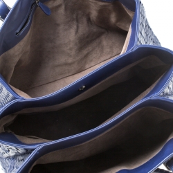 Pre Owned Bottega Veneta Blue Intrecciato Leather Medium Roma Tote