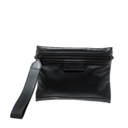 Pre Owned Bottega Veneta Black Leggero Leather Pouch