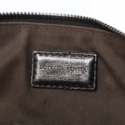 Bottega Veneta Metallic Silver Leather Intercciato Nappa Pouch