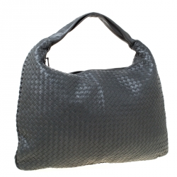 Pre Owned Bottega Veneta Grey Intrecciato Leather Maxi  Hobo