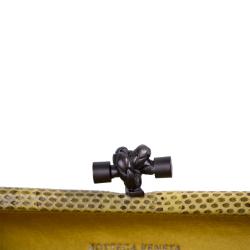 Bottega Veneta Yellow Intrecciato Satin and Python Stretch Knot Clutch