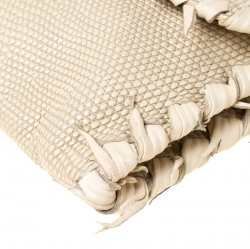Pre Owned Bottega Veneta Beige Lizard Flap Clutch