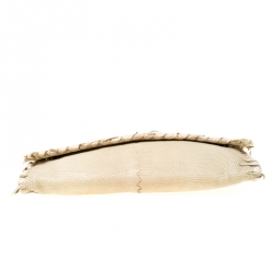 Pre Owned Bottega Veneta Beige Lizard Flap Clutch