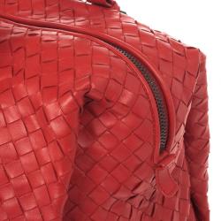 Bottega Veneta Red Intrecciato Boston Bag