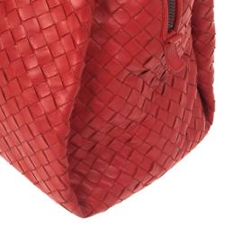 Bottega Veneta Red Intrecciato Boston Bag