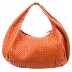 Pre Owned Bottega Veneta Orange Intrecciato Large Hobo