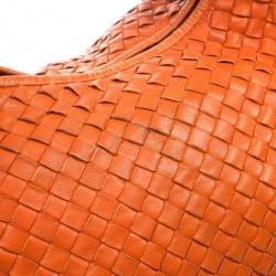 Pre Owned Bottega Veneta Orange Intrecciato Large Hobo