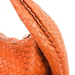 Pre Owned Bottega Veneta Orange Intrecciato Large Hobo