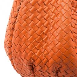Pre Owned Bottega Veneta Orange Intrecciato Large Hobo