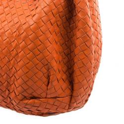 Pre Owned Bottega Veneta Orange Intrecciato Large Hobo