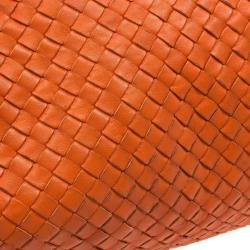 Pre Owned Bottega Veneta Orange Intrecciato Large Hobo