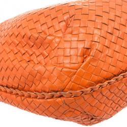 Pre Owned Bottega Veneta Orange Intrecciato Large Hobo