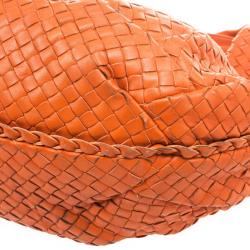 Pre Owned Bottega Veneta Orange Intrecciato Large Hobo