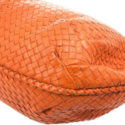 Pre Owned Bottega Veneta Orange Intrecciato Large Hobo