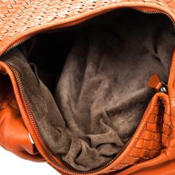 Pre Owned Bottega Veneta Orange Intrecciato Large Hobo