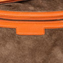 Pre Owned Bottega Veneta Orange Intrecciato Large Hobo