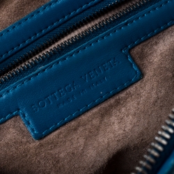 Pre Owned Bottega Veneta Blue Intrecciato Leather Nodini Crossbody Bag