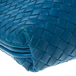 Pre Owned Bottega Veneta Blue Intrecciato Leather Nodini Crossbody Bag