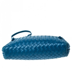 Pre Owned Bottega Veneta Blue Intrecciato Leather Nodini Crossbody Bag