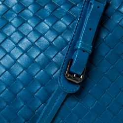 Pre Owned Bottega Veneta Blue Intrecciato Leather Nodini Crossbody Bag