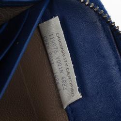 Pre Owned Bottega Veneta Blue Intrecciato Nappa Zip Wallet