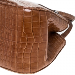 Pre Owned حقيبة بوتيغا فينيتا جلد تمساح بني