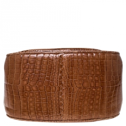 Pre Owned حقيبة بوتيغا فينيتا جلد تمساح بني