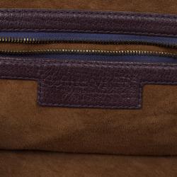 Pre Owned Bottega Veneta Green and Purple Intrecciato Bowling Bag
