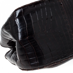 مملوكة مسبقًا حقيبة بوتيغا فينيتا جلد تمساح بني داكن