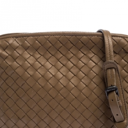 Pre Owned Bottega Veneta Beige Intrecciato Leather Nodini Crossbody Bag