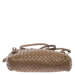 Pre Owned Bottega Veneta Beige Intrecciato Leather Nodini Crossbody Bag