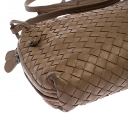 Pre Owned Bottega Veneta Beige Intrecciato Leather Nodini Crossbody Bag