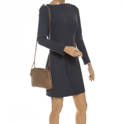 Pre Owned Bottega Veneta Beige Intrecciato Leather Nodini Crossbody Bag