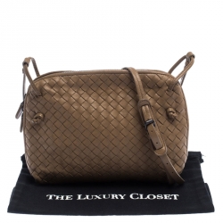 Pre Owned Bottega Veneta Beige Intrecciato Leather Nodini Crossbody Bag