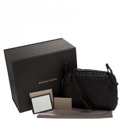 Pre Owned Bottega Veneta Dark Brown Intrecciato Leather Nodini Crossbody Bag