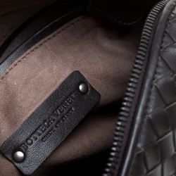 Pre Owned Bottega Veneta Dark Brown Intrecciato Leather Nodini Crossbody Bag