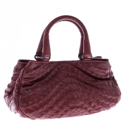 Pre Owned Bottega Veneta Red Intrecciato Leather Tote