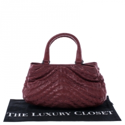 Pre Owned Bottega Veneta Red Intrecciato Leather Tote