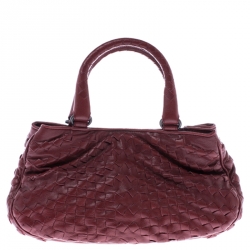 Pre Owned Bottega Veneta Red Intrecciato Leather Tote