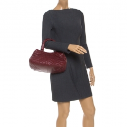 Pre Owned Bottega Veneta Red Intrecciato Leather Tote