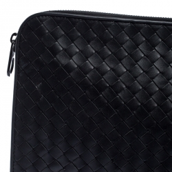 Pre Owned Bottega Veneta Dark Grey Intrecciato Leather Pouch