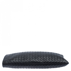 Pre Owned Bottega Veneta Dark Grey Intrecciato Leather Pouch
