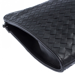 Pre Owned Bottega Veneta Dark Grey Intrecciato Leather Pouch